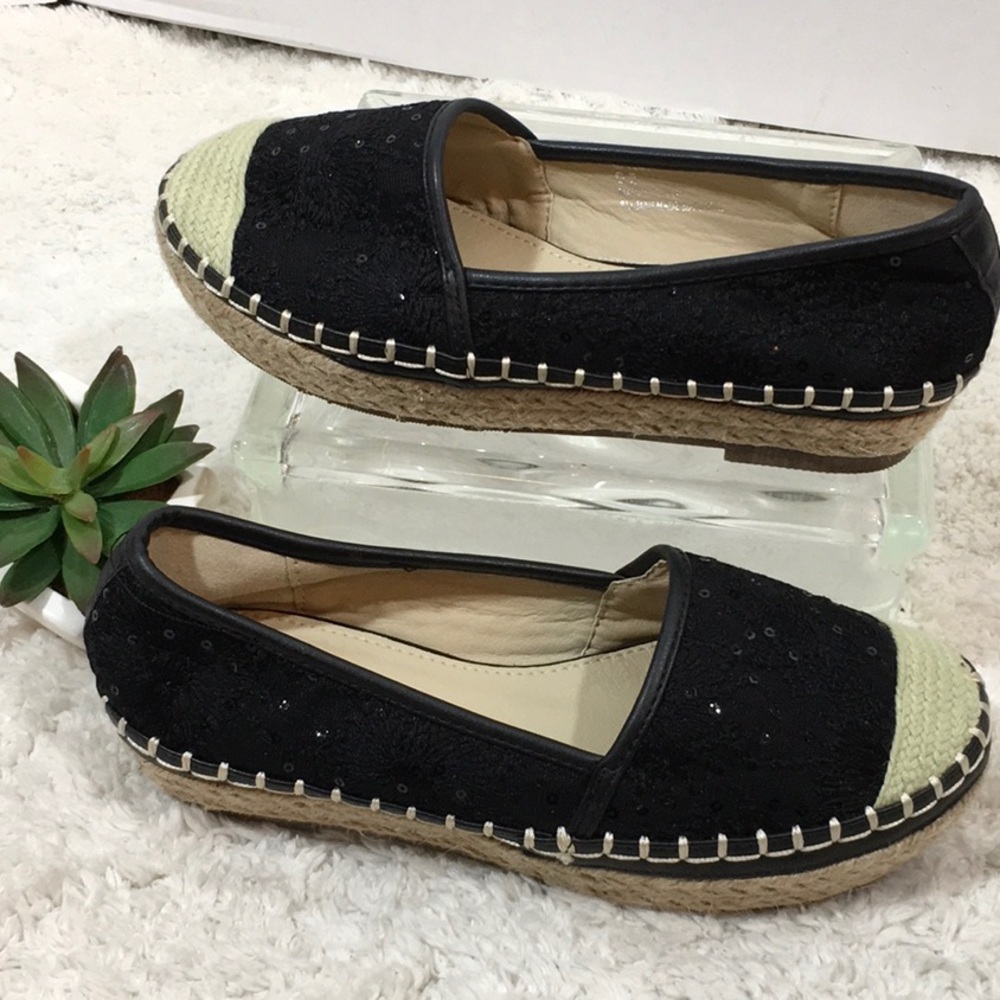 Italina black sequin espadrilles